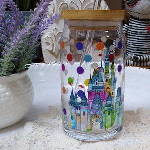 disneyland 16 oz can glass